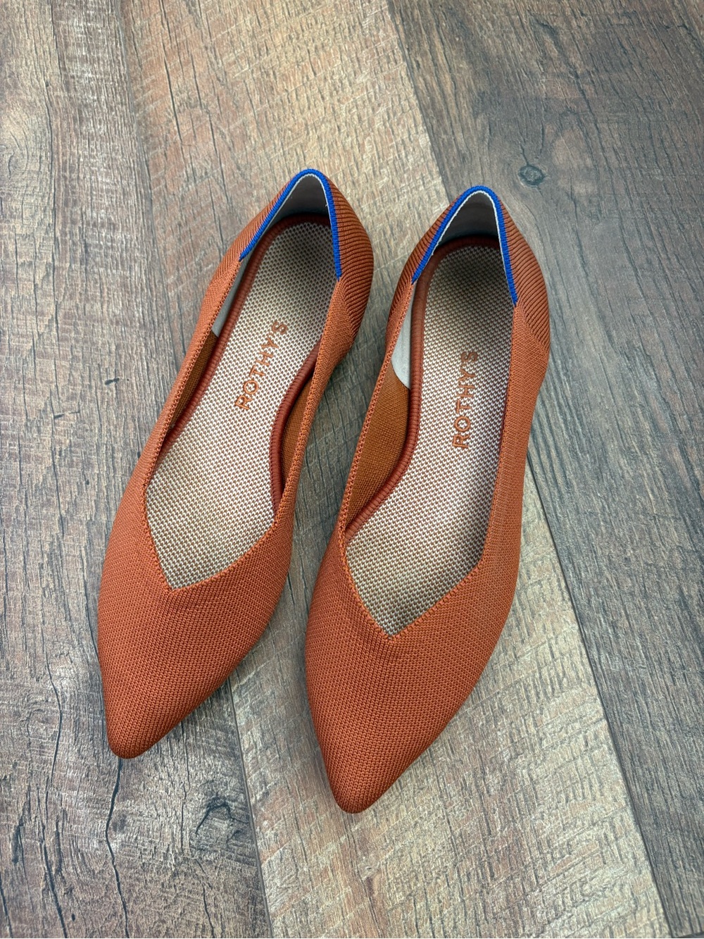 Rothys Pointed Toe Ballet Flats, Brandy - great condition